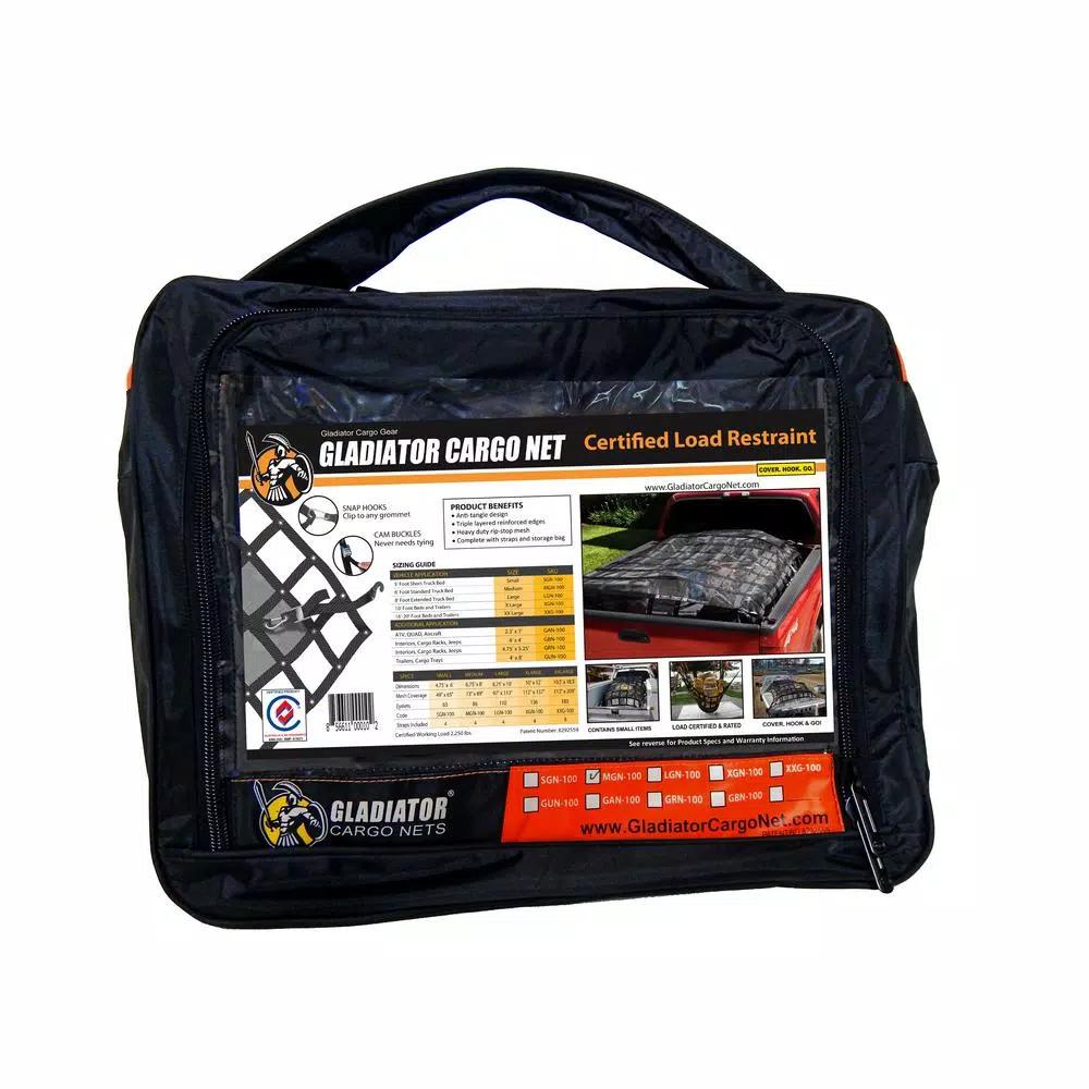 GLADIATOR Cargo Nets Gladiator Heavy-Duty Trailer Cargo Net, 7.3 ft. x 13.3 ft., Integrated Mesh with Certified Attachment Straps