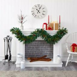 Nearly Natural 6 ft. Pre-lit Mixed Pine and Pinecone Artificial Garland with 35 LED Lights thumbnail 4