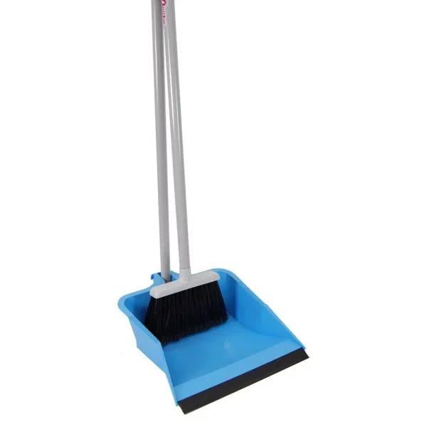 Quickie HomePro Flip Lock Dust Pan and Lobby Broom Set, Blue