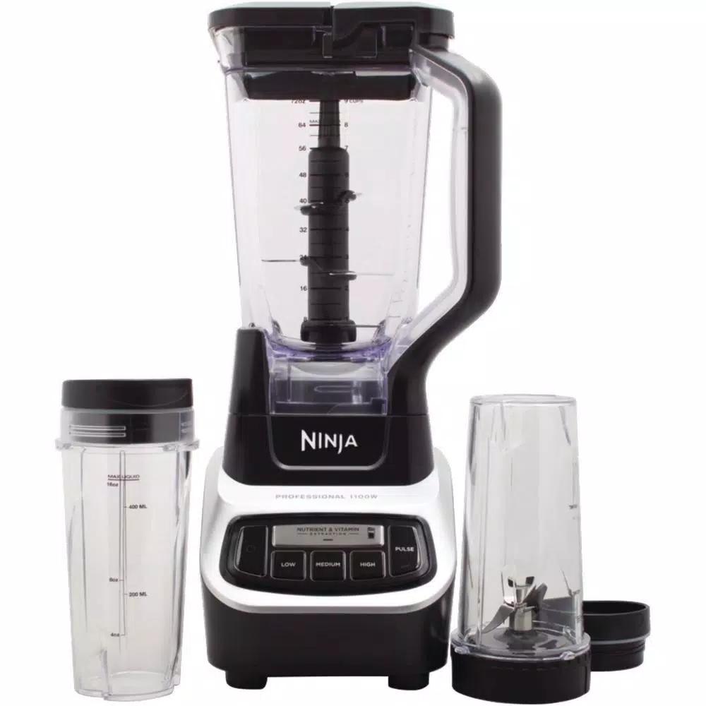 Ninja Professional Blender, 1100W, 5-Speed with 72 oz. Pitcher and 2 Nutri Ninja Cups, Black