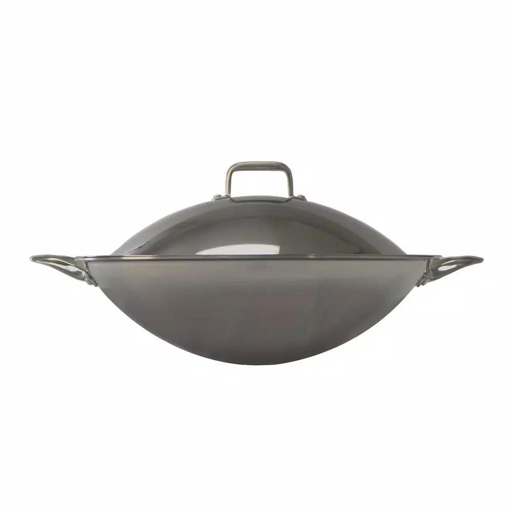 SPT 16.5 in. Stainless Steel Tri-Ply Wok with Lid, Induction Ready