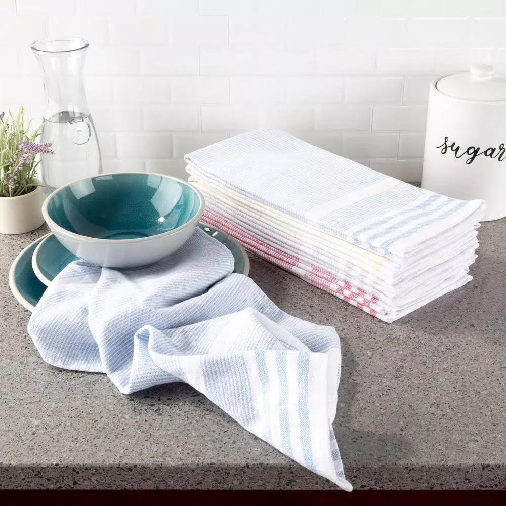 Unbranded Weymouth Home 8-Pack 100% Cotton Striped Kitchen Hand Towels