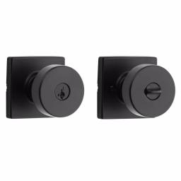 Kwikset Pismo Square Matte Black Keyed Entry Door Knob with SmartKey Security thumbnail 3