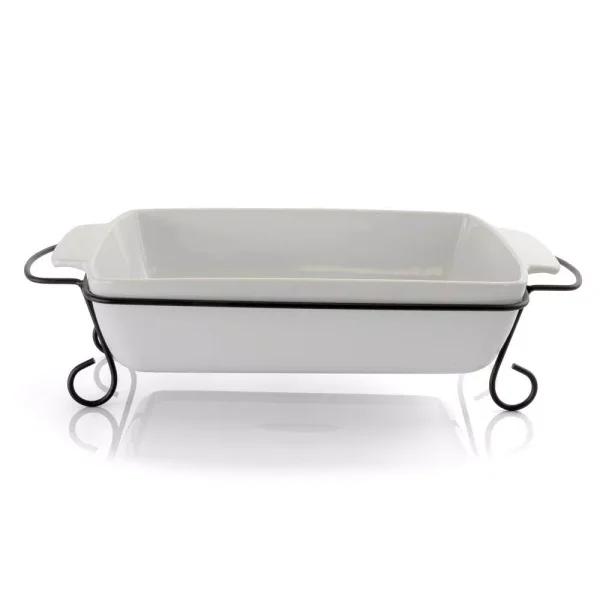 Gibson Elite 15.5 in. Rectangle Stoneware Bakeware Set with Metal Rack, 2-Piece