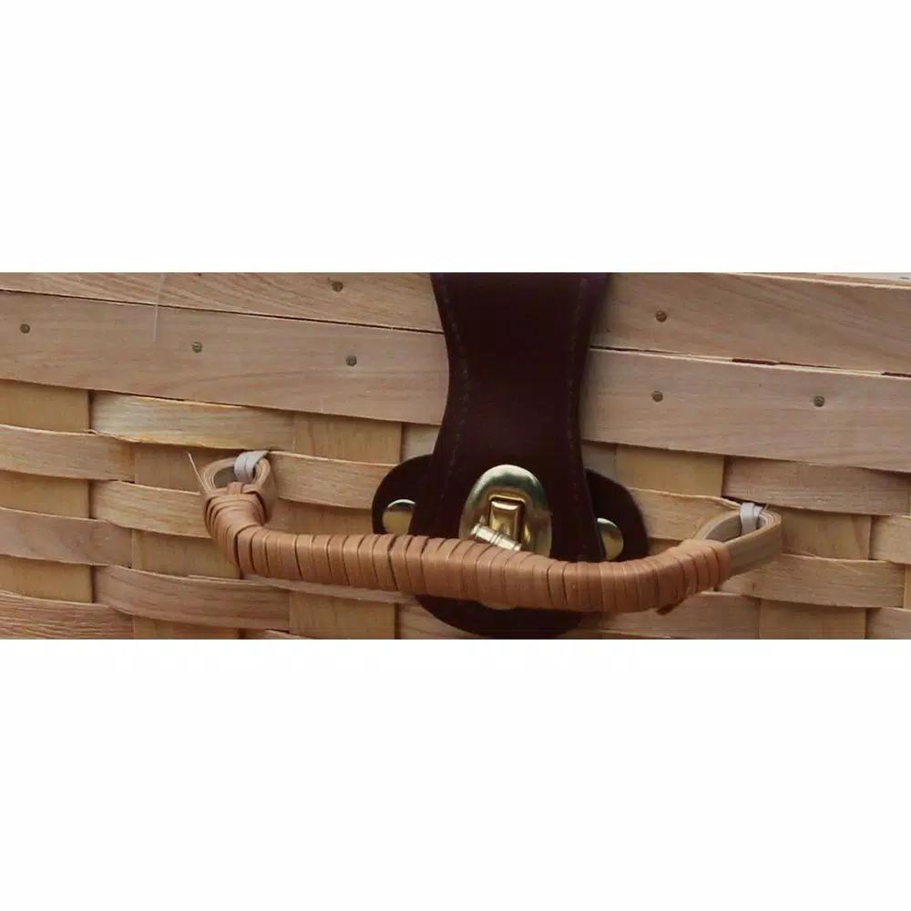 Vintiquewise Small Woodchip Picnic Basket with Hinged Lid and Handle - Brown