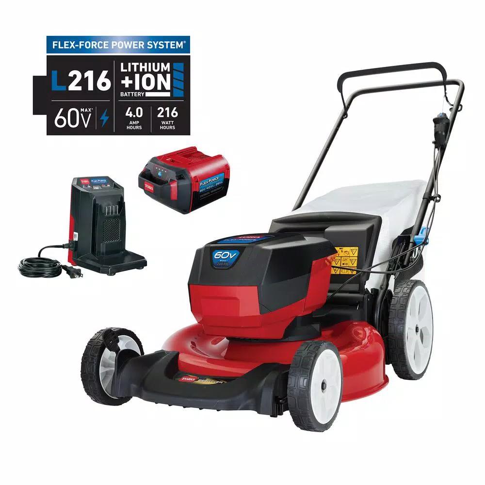 Toro 21 in. 60V Max Cordless Walk Behind Push Lawn Mower with 4 Ah Battery and Charger