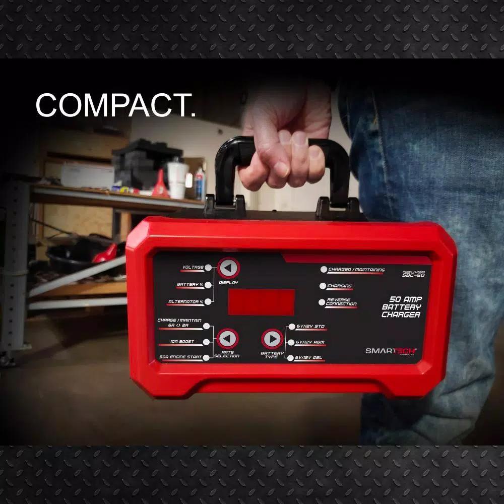 Smartech Products Smartech SBC-50 6V/12V Smart Automotive Battery Charger and 50A Jump Starter