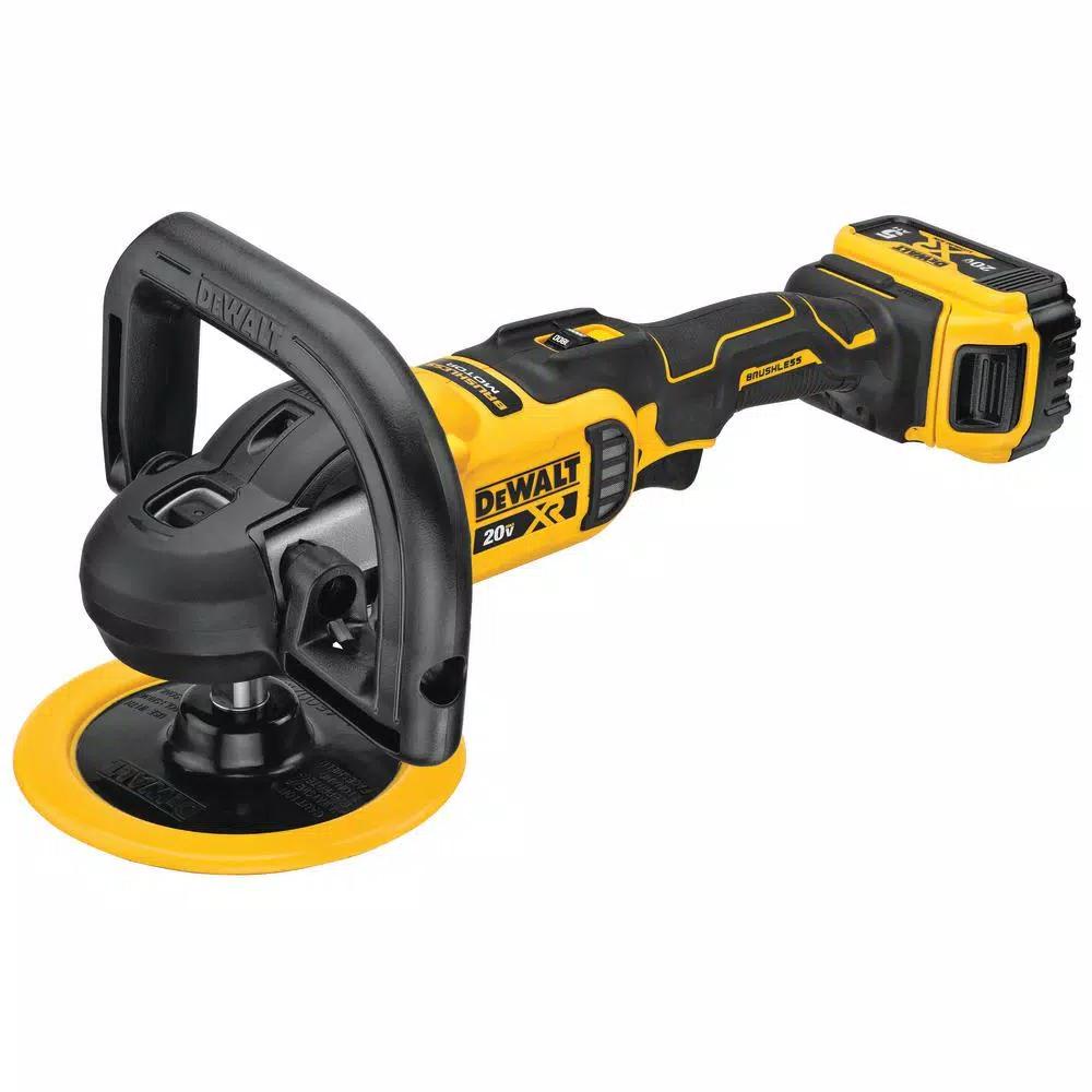 DEWALT 20V MAX XR Cordless Brushless 7 in. Variable Speed Rotary Polisher Kit with (2) 5.0 Ah Batteries & Charger