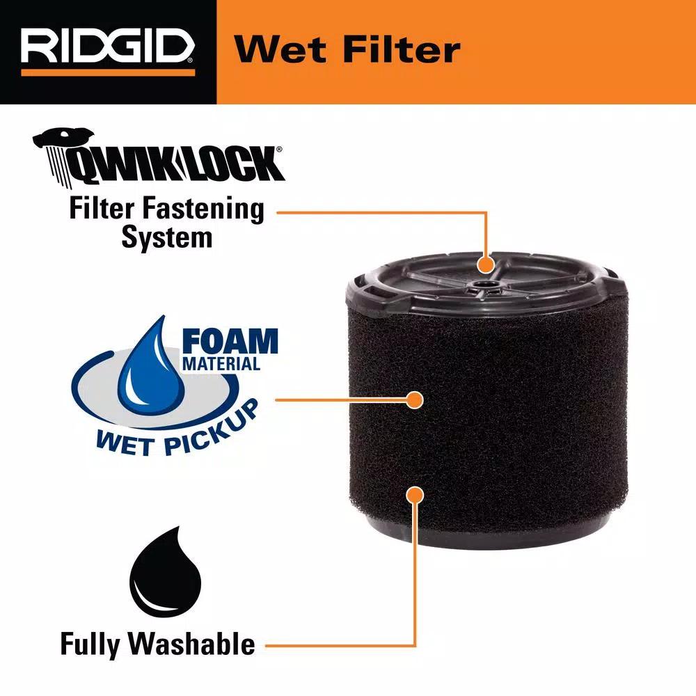 RIDGID Replacement Filter Set: VF3400 Pleated Paper & VF3700 Foam Filter for 3 to 4.5 Gal. Wet/Dry Vacuums