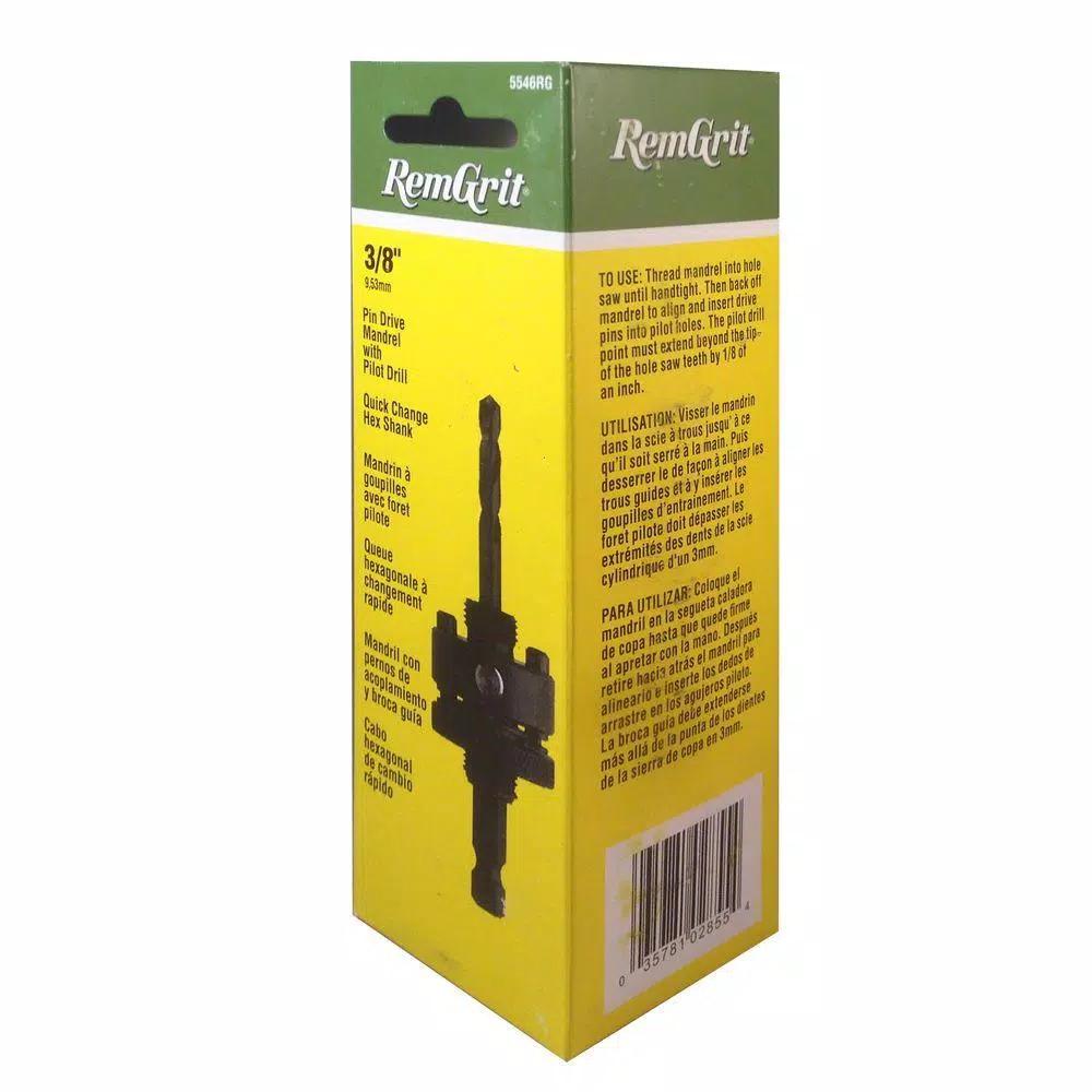 RemGrit 3/8 in. Hex Shank Mandrel with 3-1/4 in. x 1/4 in. Carbide Pilot Drill Bit