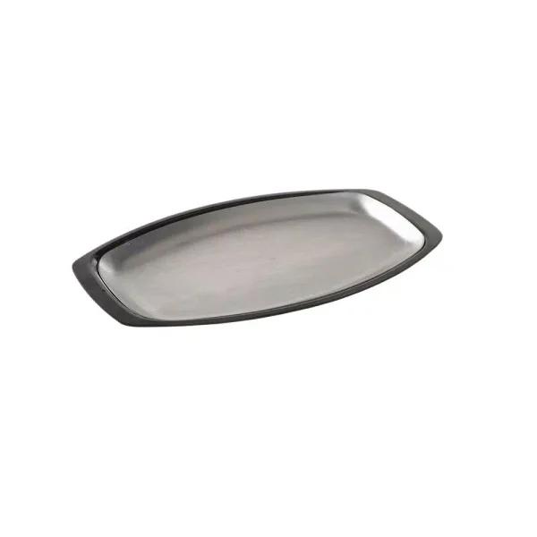 Nordic Ware 365 Grilling 10.125 in. Stainless Steel Sizzle and Serve Pan, Black and Stainless Steel