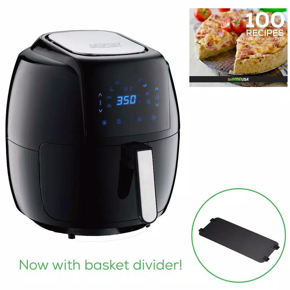 GoWISE USA 7.0 Qt. Black Electric Air Fryer with 8-in-1 Functionality and Recipe Book