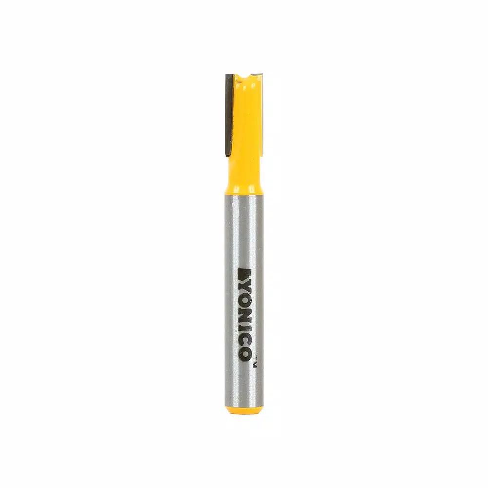 Yonico 1/4 in. Carbide Tipped Straight Router Bit, 1/4 in. Shank, 2-Flute