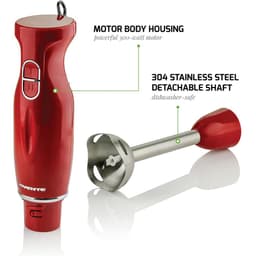 Ovente 300W Immersion Blender, 2-Speed Handheld Stick Mixer with Stainless Steel Blades, Red (HS560R) thumbnail 6