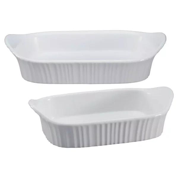 Corningware French White 2-Piece Ceramic Bakeware Set, Rectangle