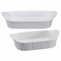 Corningware French White 2-Piece Ceramic Bakeware Set, Rectangle thumbnail 1