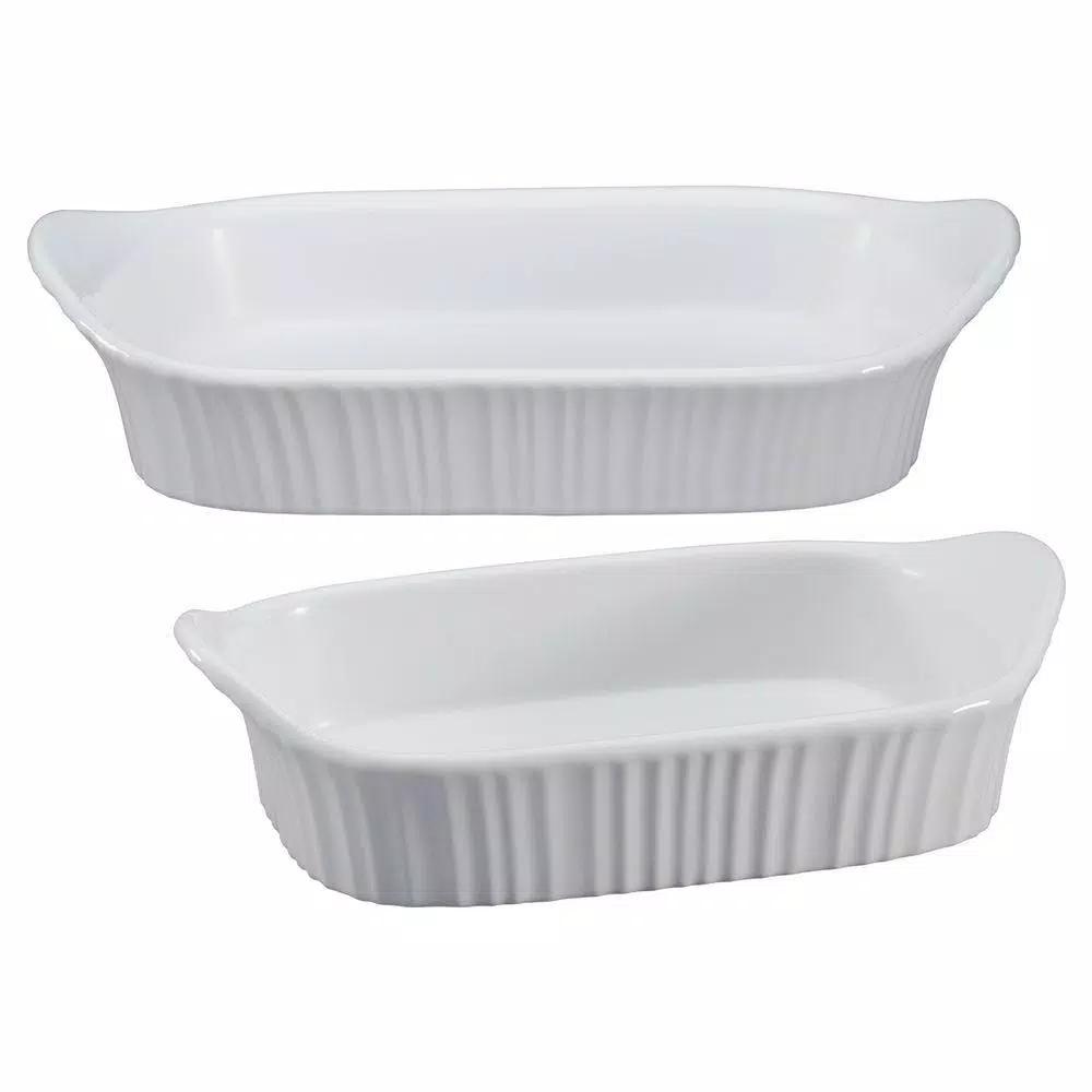 Corningware French White 2-Piece Ceramic Bakeware Set, Rectangle