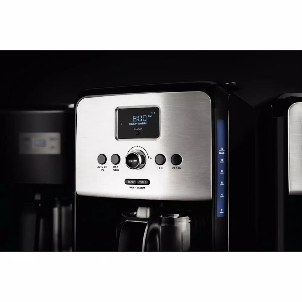Krups Savoy 12-Cup Programmable Drip Coffee Maker with Glass Carafe and Gold-Tone Filter, Black