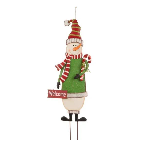 Glitzhome 36 in. Metal Snowman Holiday Decor - 3-in-1 Yard Stake, Standing, or Wall Hanging Decoration