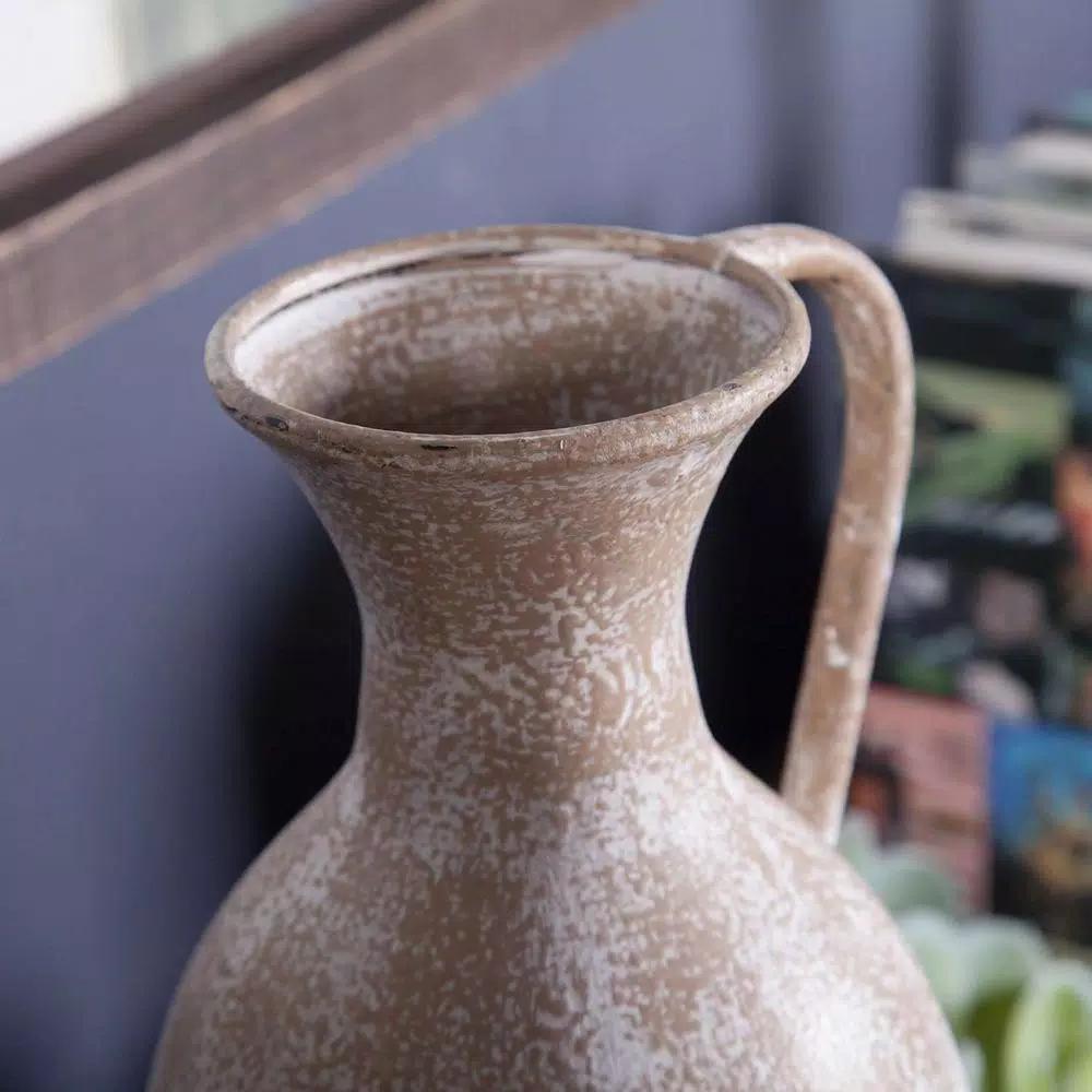 Winsome House 2-Piece White Metal Roma Pitcher Vase Set - Distressed Shabby Chic Urn Style