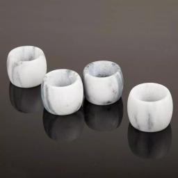 Creative Home Natural White Marble Napkin Rings, Set of 4 Elegant Tabletop Decor thumbnail 4