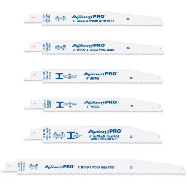 Avanti Pro 6-Piece Bi-Metal Reciprocating Saw Blade Set for Wood and Metal
