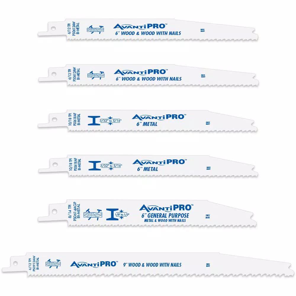 Avanti Pro 6-Piece Bi-Metal Reciprocating Saw Blade Set for Wood and Metal