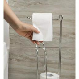 Basicwise Chrome Wire Metal Freestanding Toilet Paper Holder and Magazine Storage Rack thumbnail 4