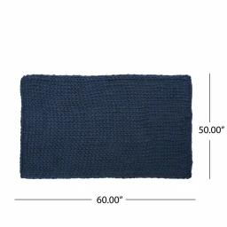 Noble House Marnie Blue Acrylic Throw Blanket - Modern Solid Pattern thumbnail 5