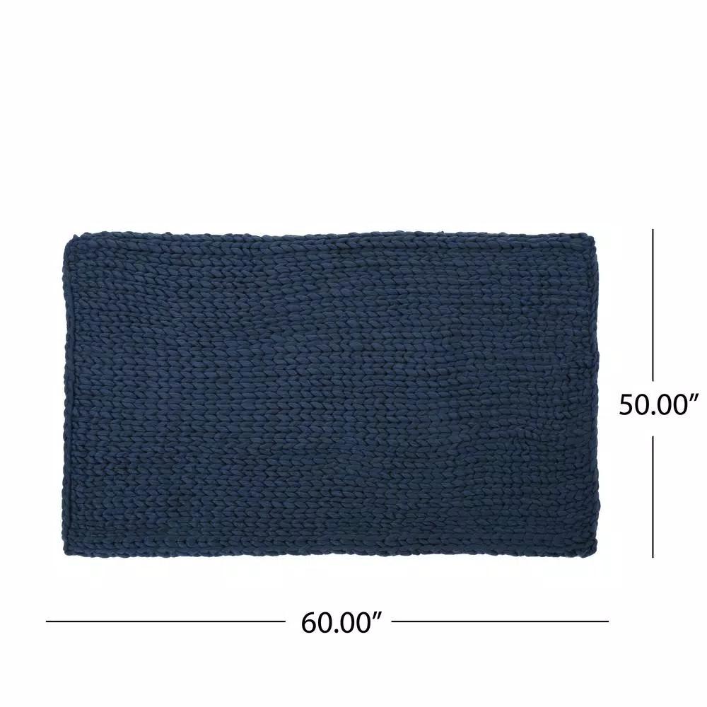 Noble House Marnie Blue Acrylic Throw Blanket - Modern Solid Pattern