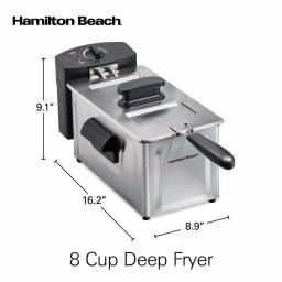 Hamilton Beach 2 Qt. Stainless Steel Deep Fryer with Adjustable Thermostat, 1500W thumbnail 2