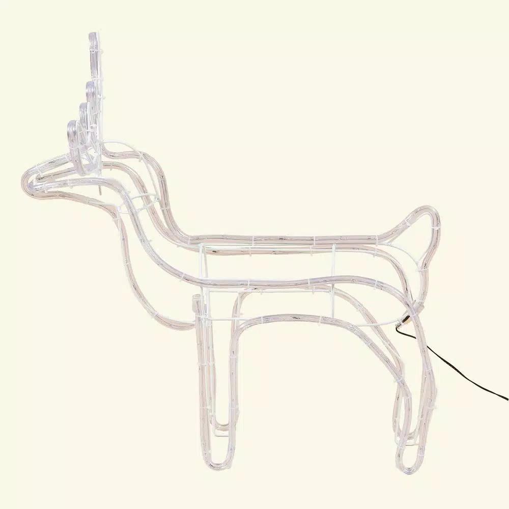 Luxen Home 25 in. LED White Rope Light Standing Reindeer - Indoor/Outdoor Christmas Decoration