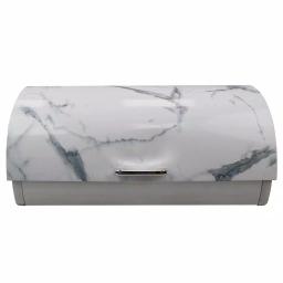 Unbranded White Marble Pattern Steel Bread Box with Roll Top Lid thumbnail 2