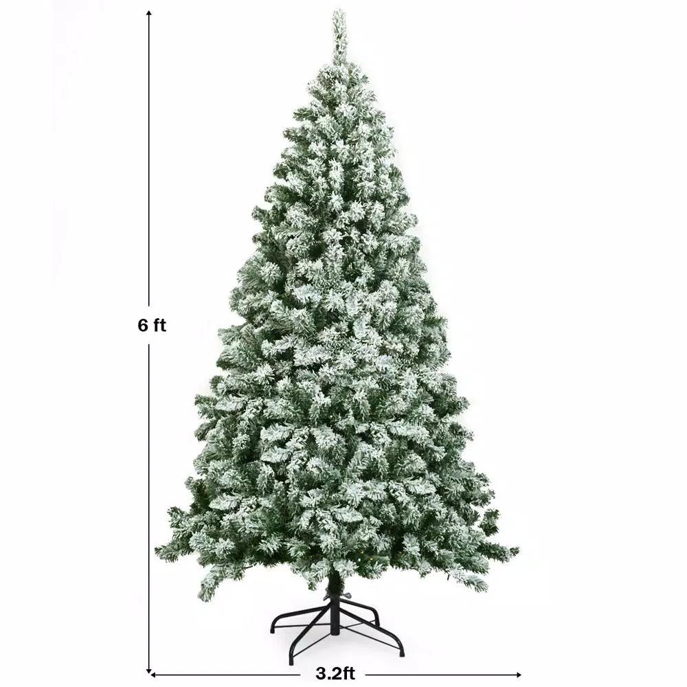 Costway 6 ft. Snow Flocked Artificial Christmas Tree with 928 Branch Tips, Unlit Hinged Pine