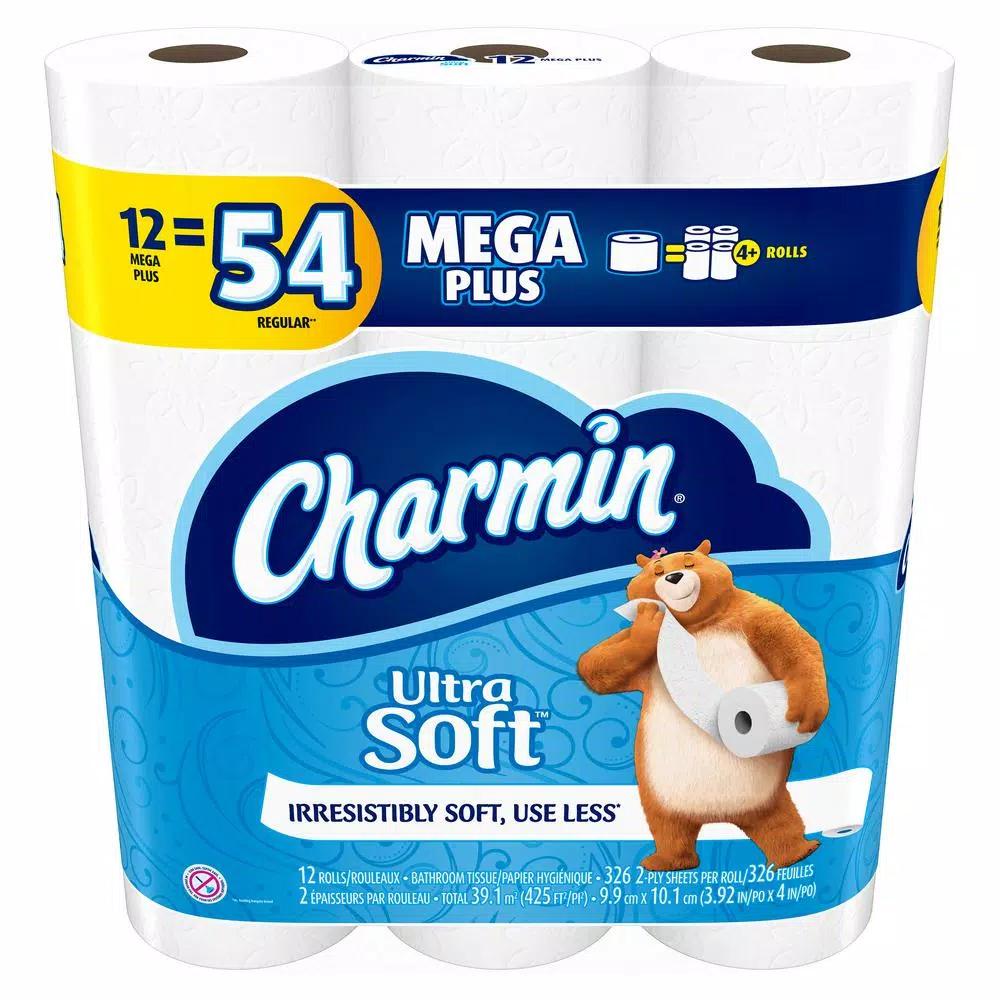 Charmin Ultra Strong Toilet Paper, Mega Plus Rolls, 12 Count