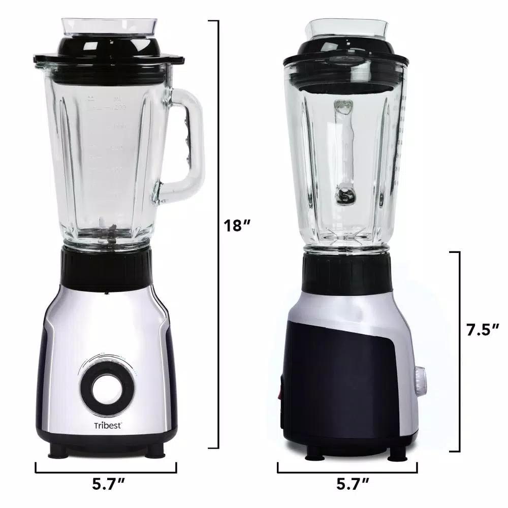 Tribest PBG-5001 Glass Personal Blender with Vacuum Technology, 4-Speed, Chrome