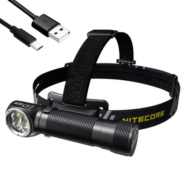 NITECORE HC35 L-Shaped Rechargeable LED Headlamp, 2700 Lumens, Wide Angle Beam