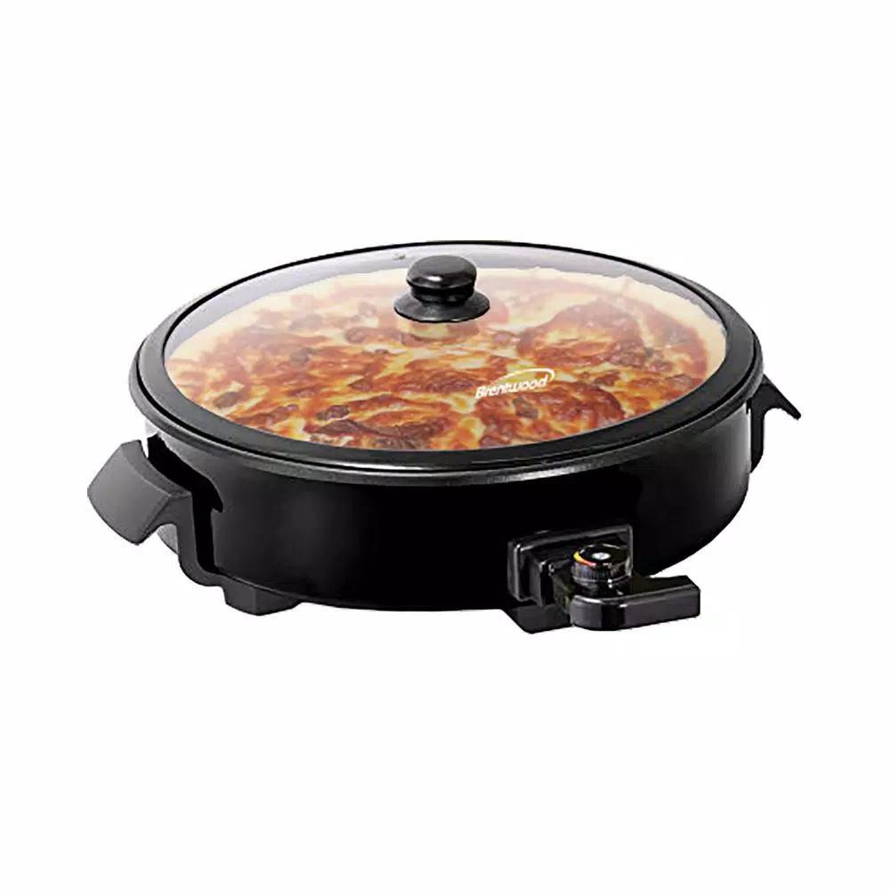 Brentwood Appliances 12 in. Round Nonstick Electric Skillet with Vented Glass Lid, 1400W, Black