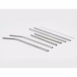 ExcelSteel 14-Piece Reusable Stainless Steel Swirl Straw Set with Cleaning Brushes thumbnail 1