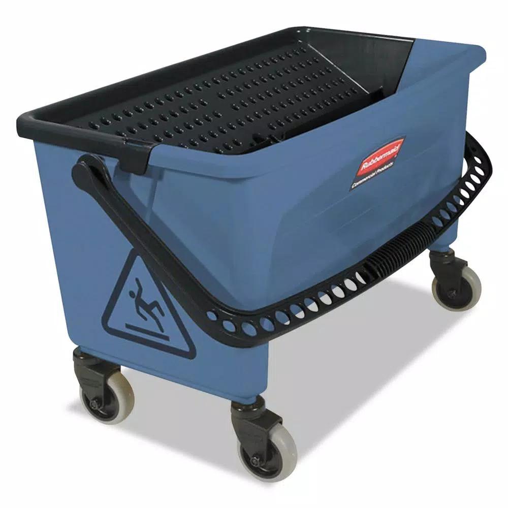Rubbermaid Commercial Products Blue Finish Floor Mop Bucket with Twist-Valve and Washboard Wall