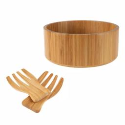 Classic Cuisine 10.25 in. Round Bamboo Salad Bowl Set with Two Utensils thumbnail 3