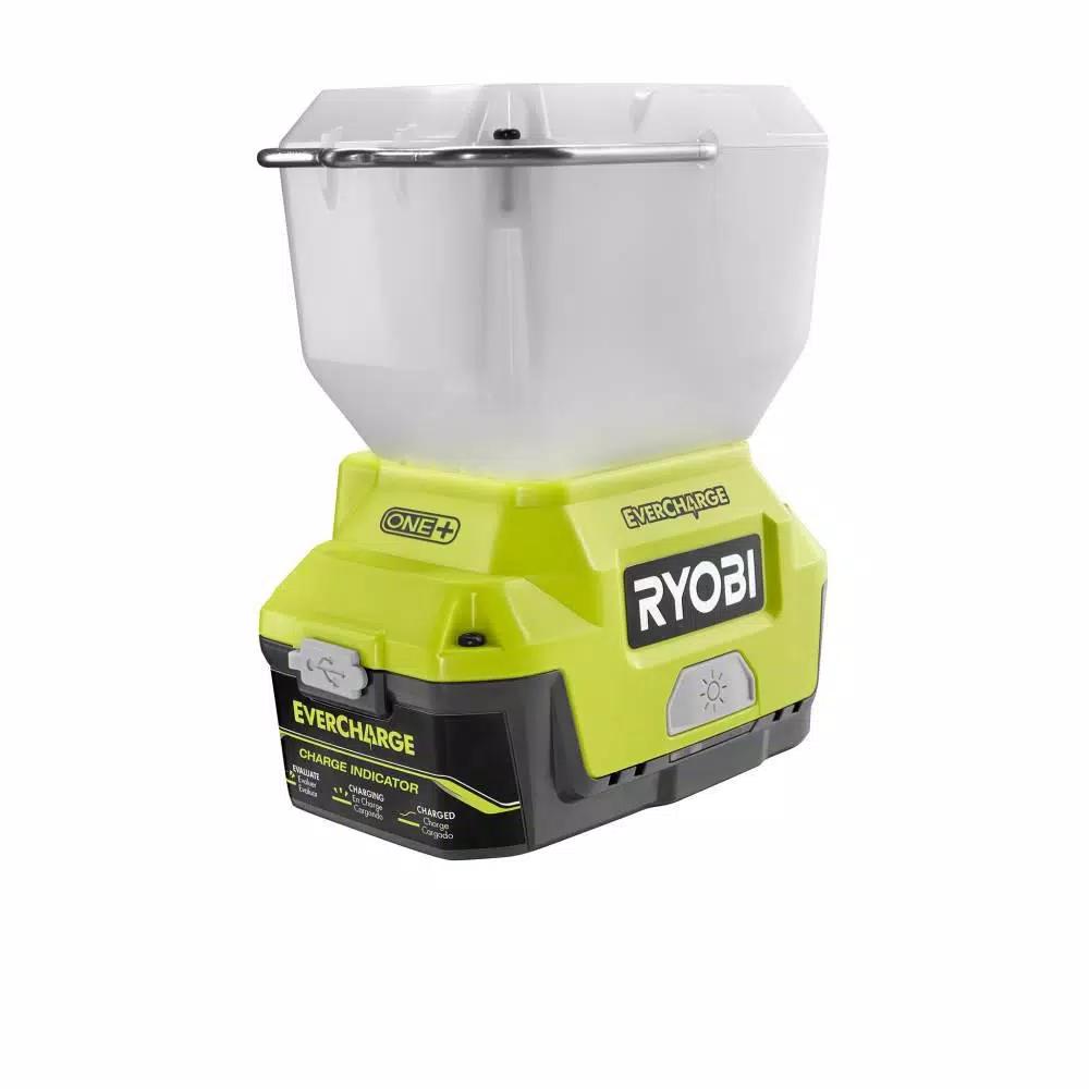RYOBI 18V ONE+ Cordless LED Area Light Kit with EVERCHARGE Wall Mount Adaptor, 2.0 Ah Battery & Charger