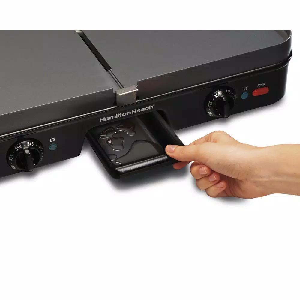Hamilton Beach 3-in-1 Indoor Grill and Griddle, 180 sq. in. Nonstick Cooking Surface, Black