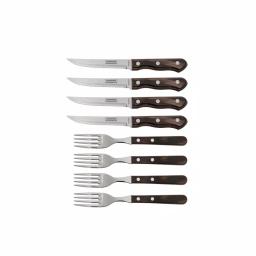 Tramontina Churrasco 8-Piece Steak Knife and Fork Set with Dark Brown Poly-Wood Handles thumbnail 2