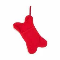 Glitzhome 12.5 in. White Dog Bone Shaped Christmas Stocking with Red Plaid Bow thumbnail 5
