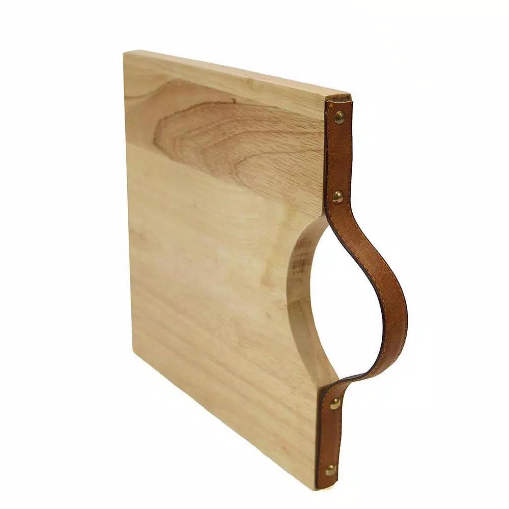 Casa Bellante Superior Trading Co. 10 x 12 in. Acacia Wood Cutting Board with Leather Handle