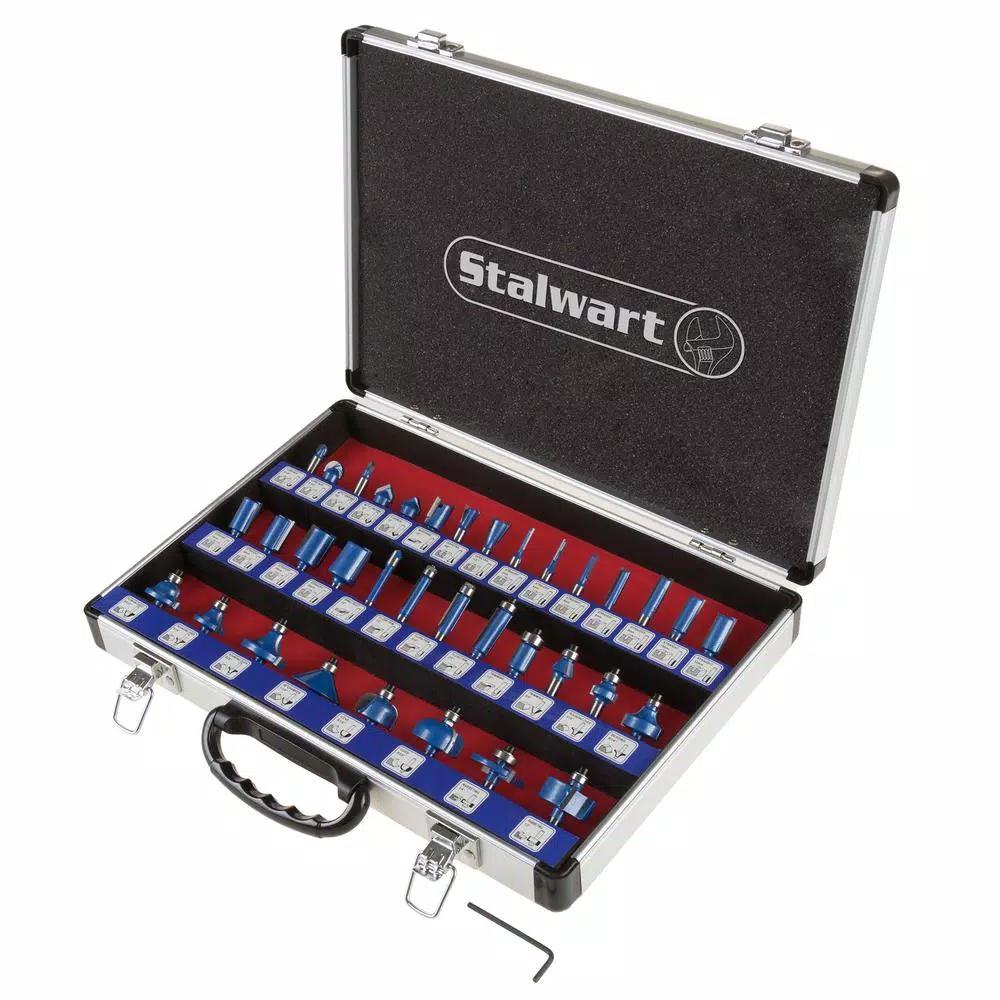 Stalwart 35-Piece Carbide Tipped Router Bit Set with Aluminum Carrying Case