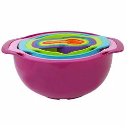 Home Basics 10-Piece Nesting Mixing Bowl and Kitchen Prep Set, Multi-Color Plastic thumbnail 1