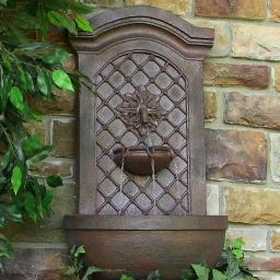 Sunnydaze Decor Rosette Resin Weathered Iron Solar Outdoor Wall Fountain with Battery Backup thumbnail 4