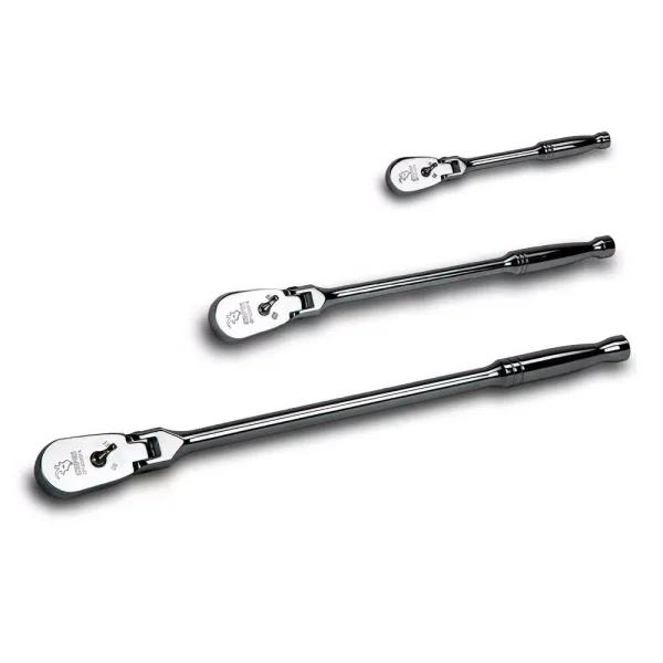 Capri Tools 3-Piece Low Profile Flex-Head 72-Tooth Ratchet Set (1/4 in., 3/8 in., 1/2 in. Drive)